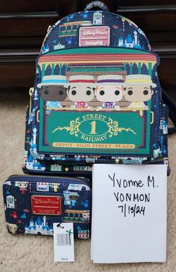 DISNEY LOUNGEFLY Mainstreet Backpack And Wallet