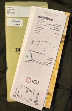 Pear lab grown diamond - 1.08CT
