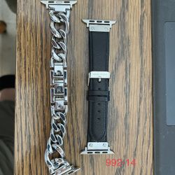 Anne Klein Bryant Collection 42-45mm Silver/black Apple Watch Band Set