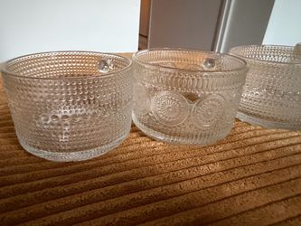 Clear Textured Glass Bowls Set of 4