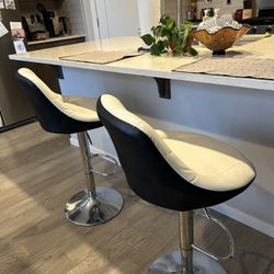 2 White Adjustable Bar Stools 