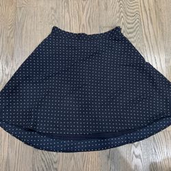 H&M Navy A-Line Skirt with White Polka Dots Women’s US 8 ~ NEW WITH TAG