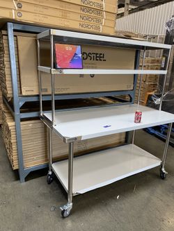 Stainless Steel Work Station Table With Shelves 