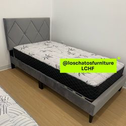 Twin size bed with mattress