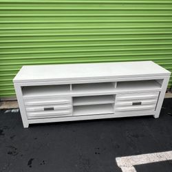 Beautiful White Wood TV Stand Television Table Media Center Console Modern Contemporary 