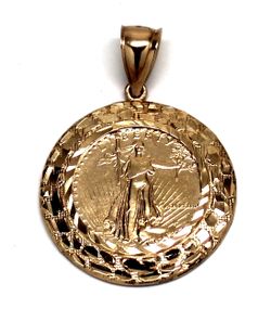 Mens 10K Gold Coin Pendant