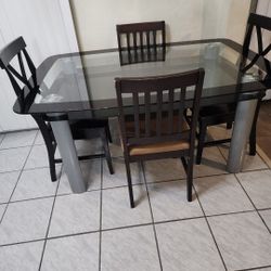 Table and four chairs