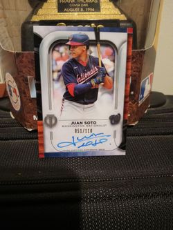 Juan Soto 2022 Topps tribute autograph card 051/110 card is in mint condition well stored in a box