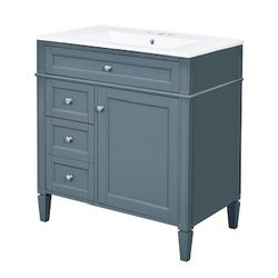 Bathroom Vanity Blue Modern Undermount Single Sink  30" with White Ceramic Top - Dexmalle