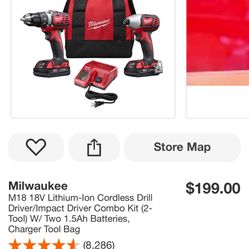 Milwaukee M18 Compact 2 Tool. Combi Kit