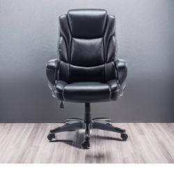 STAPLES Mcallum Ergonomic Manager & Executive Office Chair, Task Desk Swivel Chair with Wheels, Adjustable Height, Bonded Leather, Black