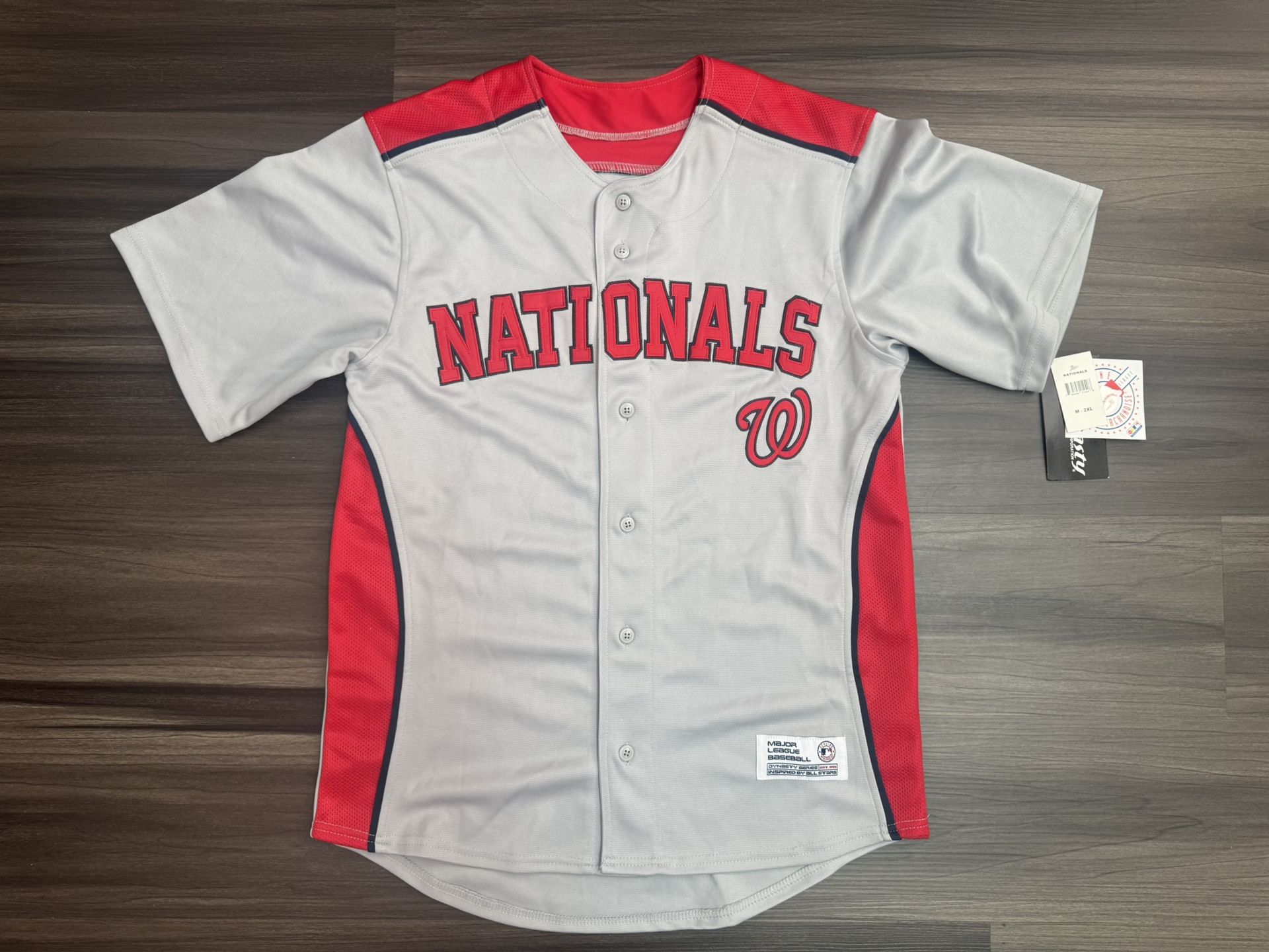 Dynasty Washington Nationals MLB Baseball Gray Red Stitched Jersey Men’s Medium 