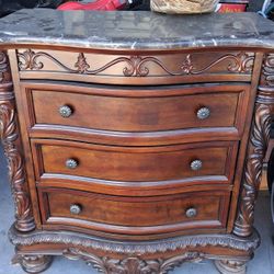 Marble Top Side Table Witj 3 Drawers 