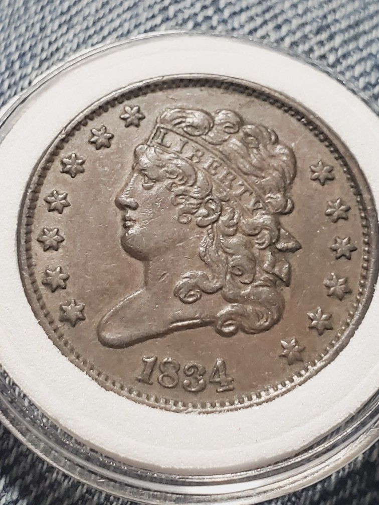 CB42SX1600 HIGHER GRADE 1834 HALF CENT ONLY 141,000 MINTED
