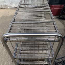 Large Stainless Metal Rolling Cart 