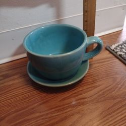 4.5" Tall- Large Coffee Cup Planter Light Blue