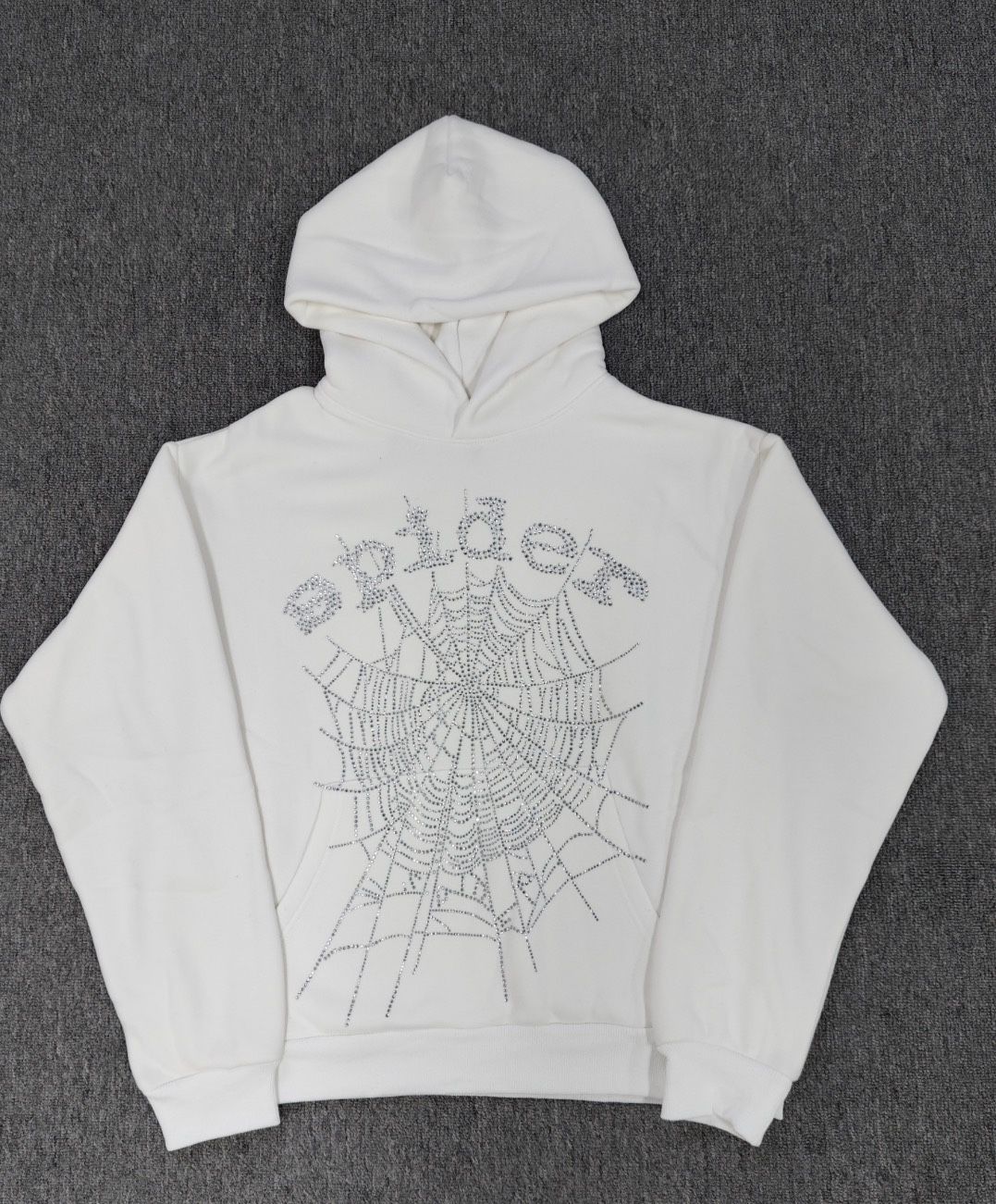 White Rinstone Spider Hoodie 