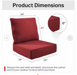 Patio Outdoor Cushions 24x24x6in