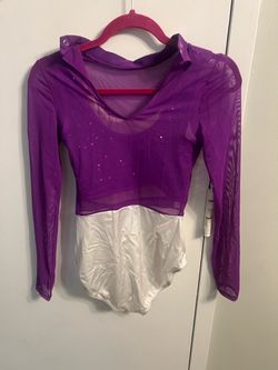 Purple and White Sequin Dance Leotard
