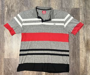 Y2K Ecko Unltd 3XL Rugby Stripe Polo Shirt Gray Red Black Hip Hop Streetwear