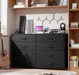 New-Wide Dresser for Bedroom, TV Stand for 55'', 8 Drawer Dorm Dresser Long Dressers & Chests of Drawers, 8 Fabric Large Drawers, Clothes Dresser for 
