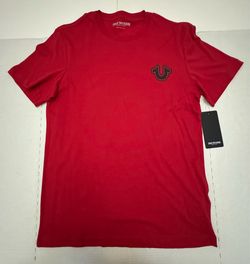 NWT  True Religion  T Shirt Short Sleeve Buddha Guitar  Printed  Red Black  Men  Size Small