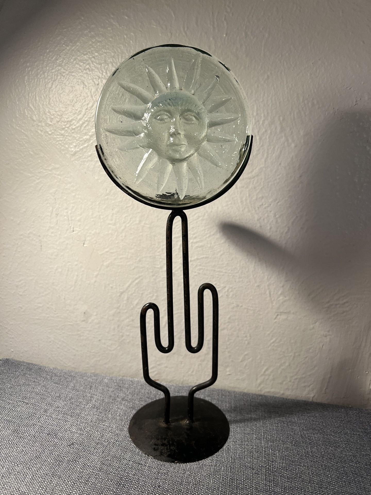 Glass Sun And Cactus Sculpture Candle Holder 