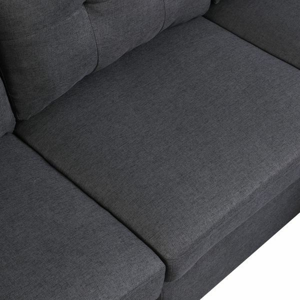 Sofa Chaise Lounge Wood Led Footstool Armrest Pillow Home Office Grey