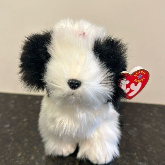 Ty Beanie Baby “Poofie” the Black and White Sheep Dog  (8 inch) 