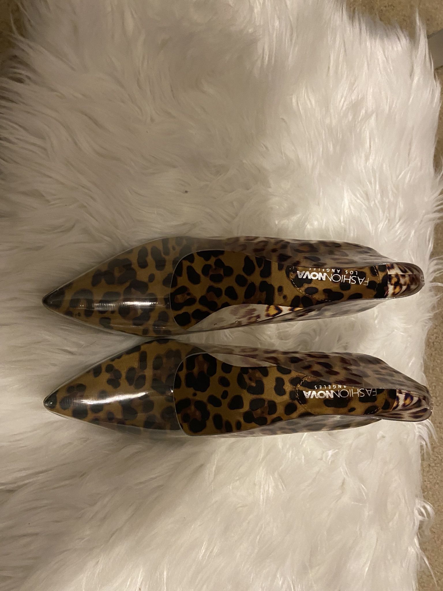 Clear leopard print shoe Size 10