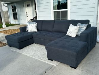 Blue Sectional w bed and storage! Excellent Condition