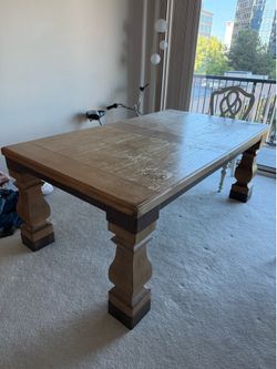 Costco Rustic Wood Dining Table with Extension Leaf