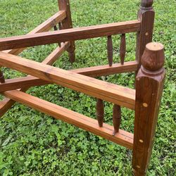 Vintage Brass Tray Coffee Table with Folding Wood Stand