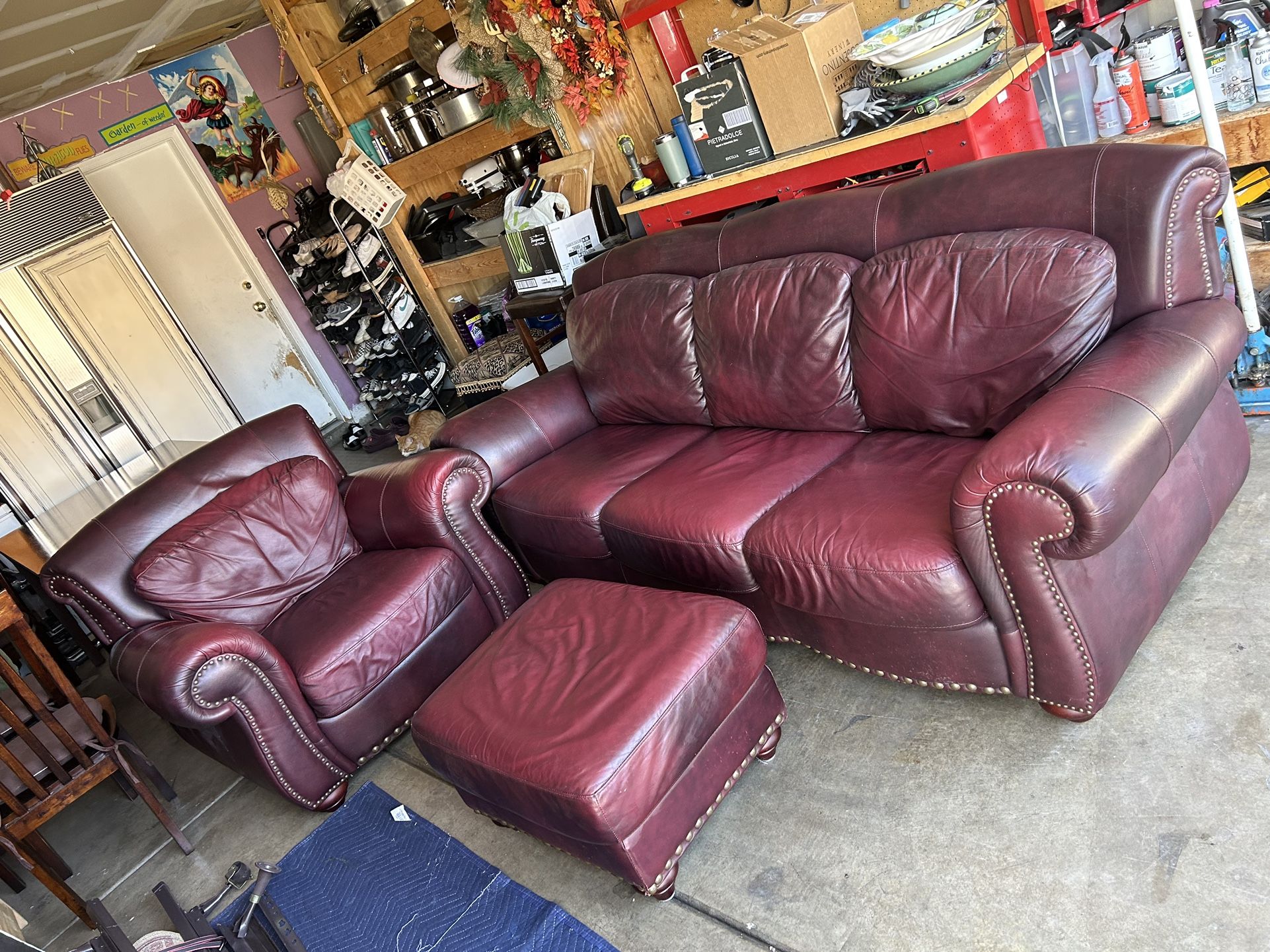 Genuine Leather Couch Chair And Ottoman!!