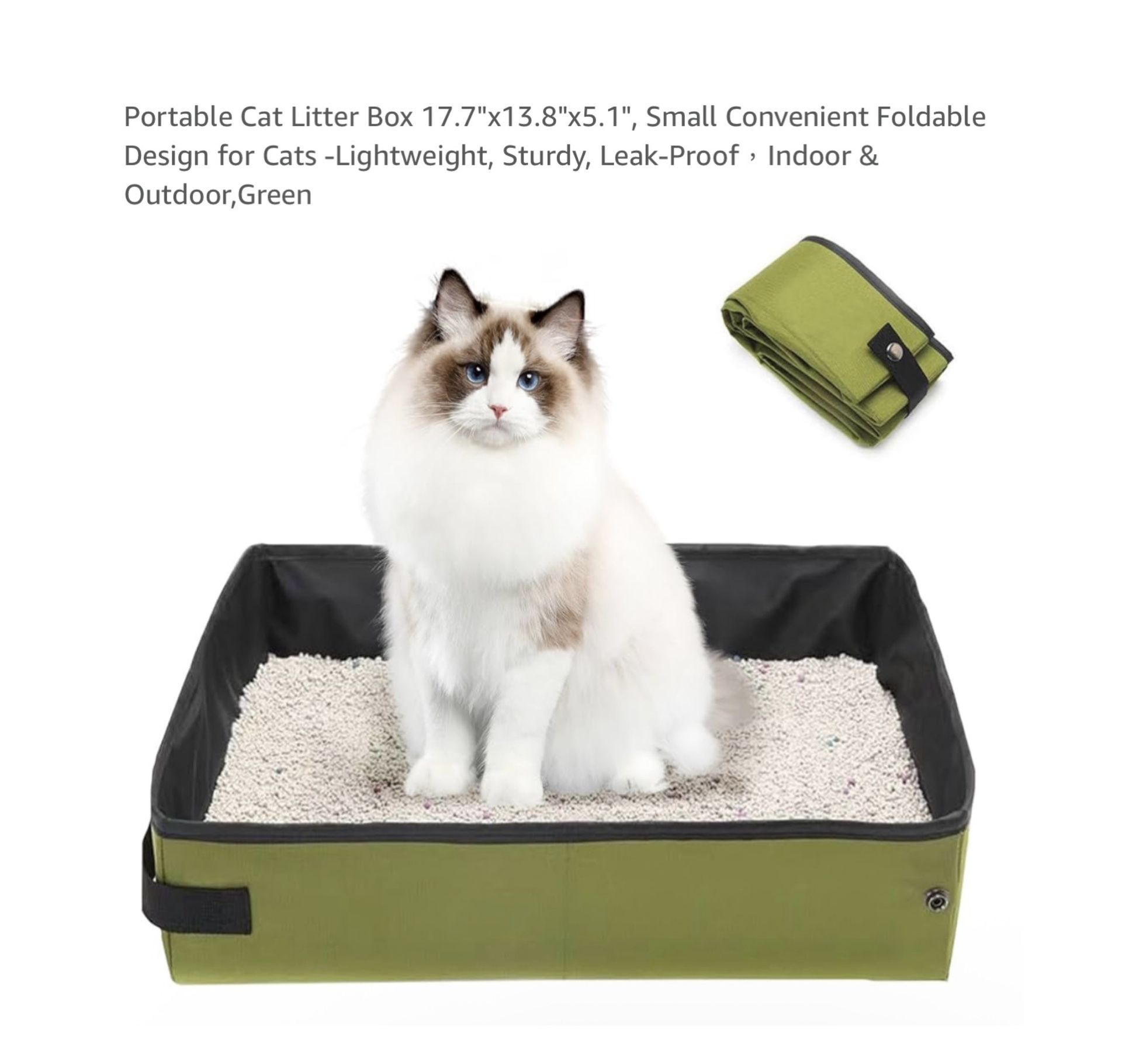 Brand new Portable Cat Litter Box 17.7"x13.8"x5.1", Small Convenient Foldable Design for Cats -Lightweight, Sturdy, Leak-Proof,Indoor & Outdoor,Green