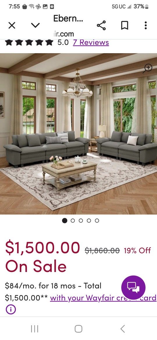 Gray Plush Couch And Loveseat