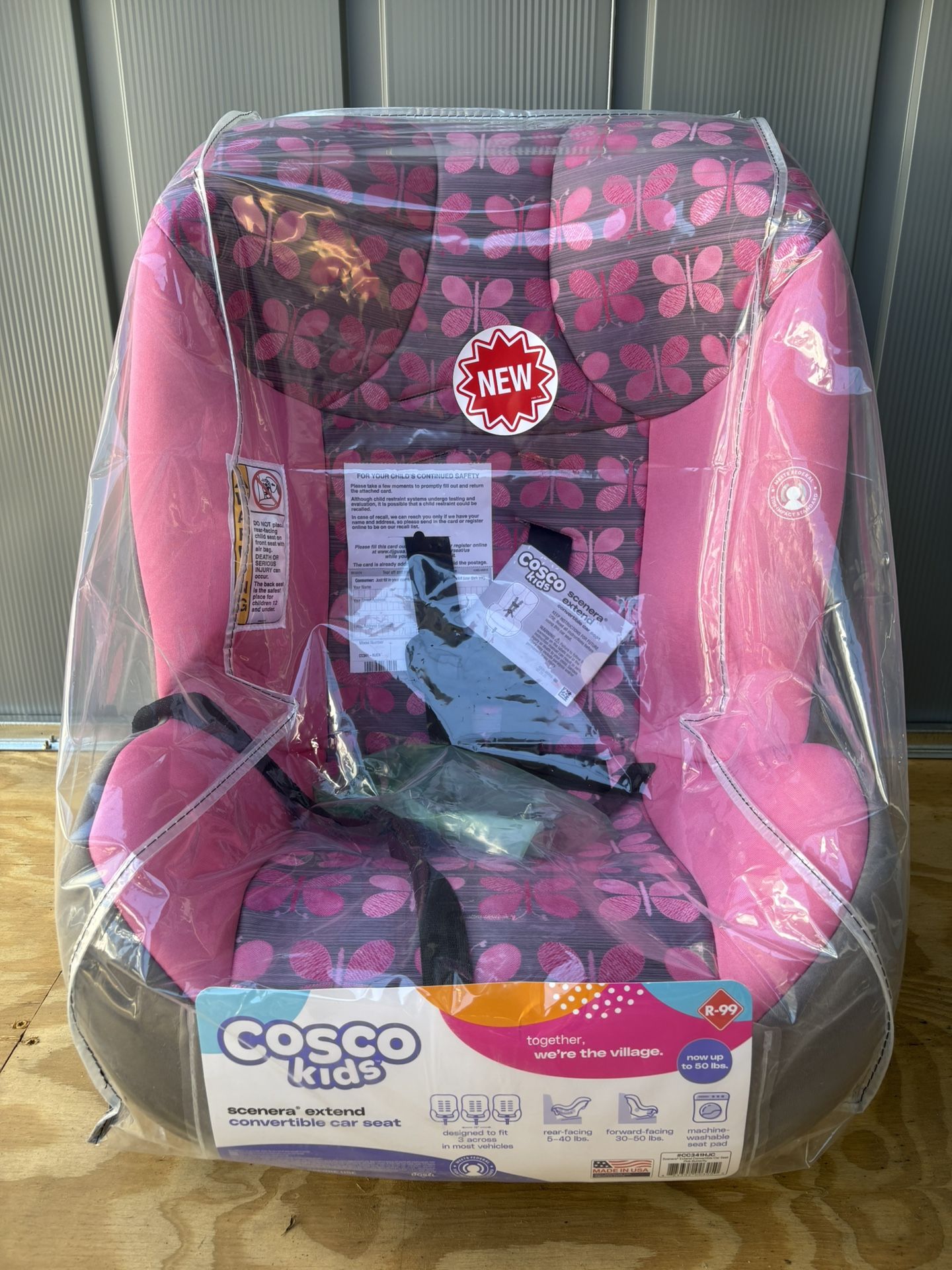 Cosco Infant & Toddler Convertible Car seat, Pink Butterfly