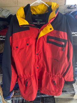 VTG 90s White Sierra Ski Jacket Mens XL Colorblock Red Black Yellow Winter Coat