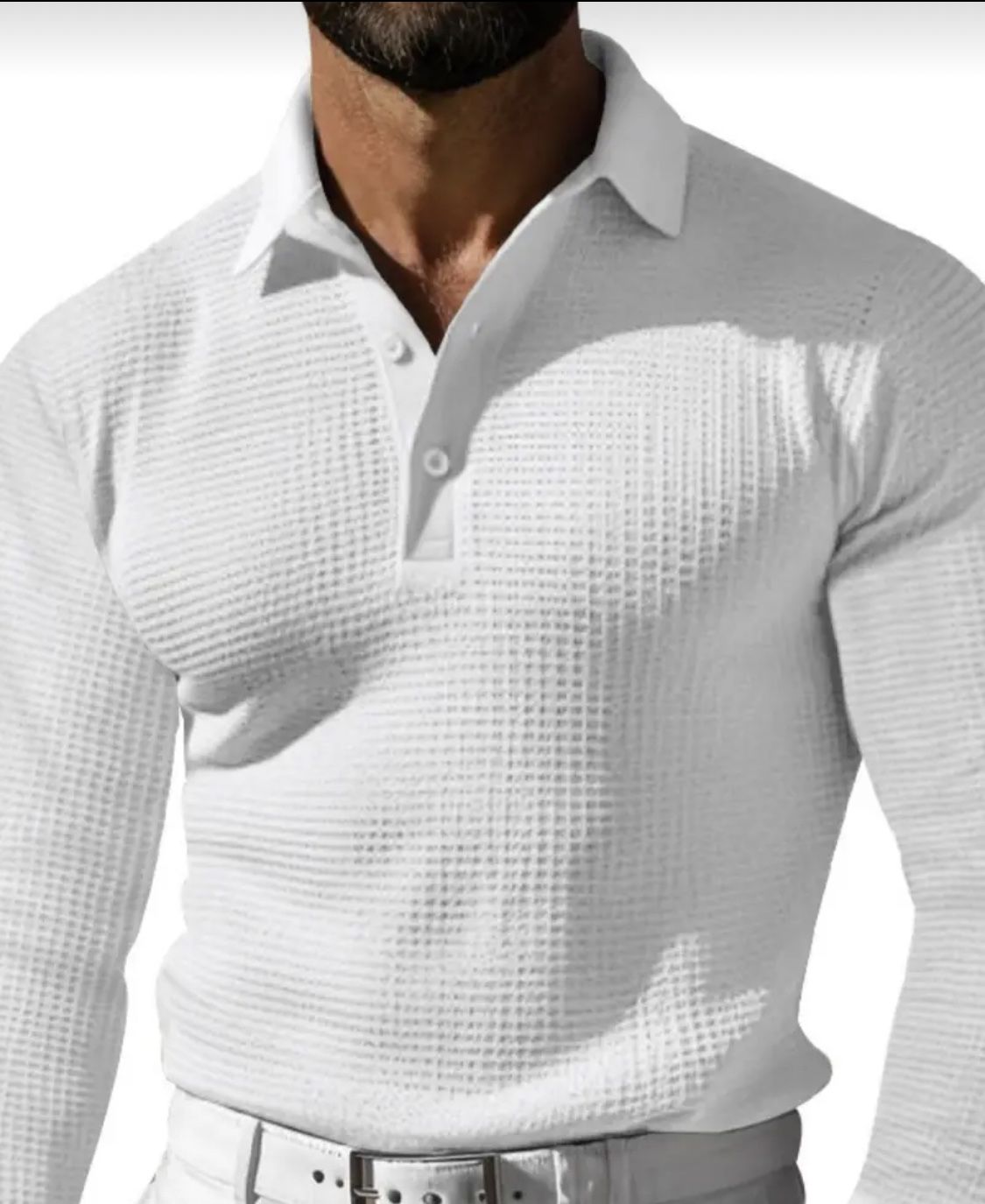 Autumn Winter Waffle Knit Long Sleeve Henley Shirt