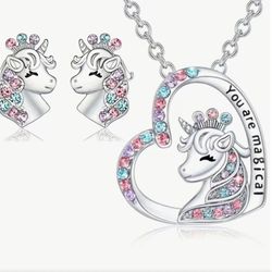 Girls’ unicorn or cat jewelry set