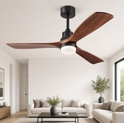 52 Inch Wood Ceiling Fans with Lights and Remote, Indoor/Outdoor