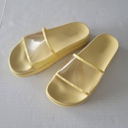 Michael Kors Yellow And Clear Flip Flops