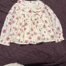 Baby Gap Girl Size 4 Flower Long Sleeve Shirt Blouse 