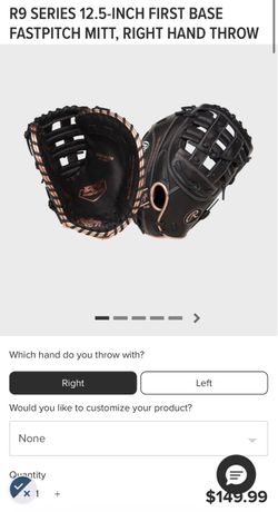 "New" Rawlings R9 1B Mitt RHT 12.5in