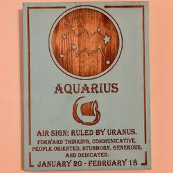 Aquarius Zodiac Wooden Plaque