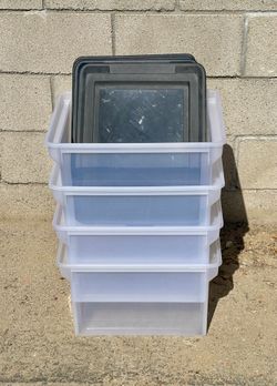 Lot of 4 USED Sterilite Plastic FILE STORAGE BOX Letter or Legal Size Black