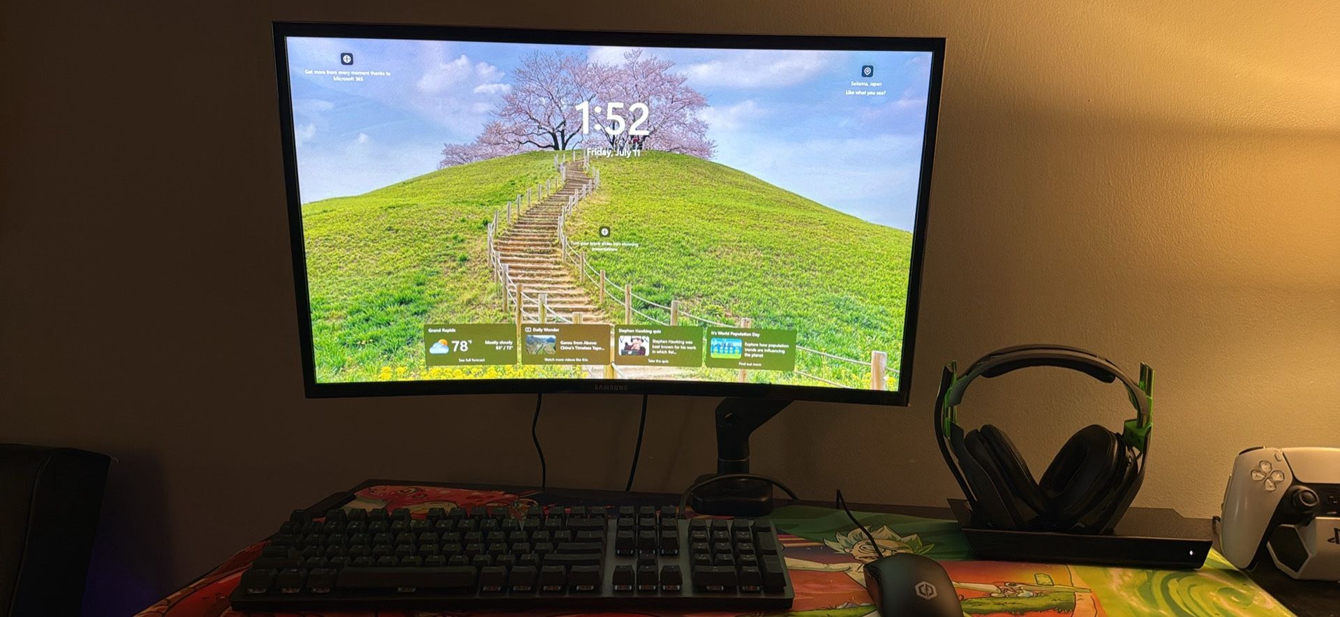 Cyber Power PC, Samsung Monitor, Logitech Keyboard & Mouse, Astro Headphones with charging Stand