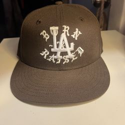 born x raised brown fitted 7 1/8