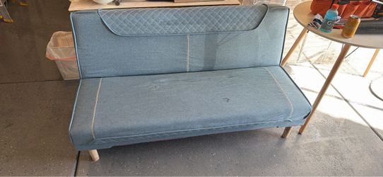 Blue Fabric Futon Sofa Bed