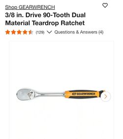Gearwrench 81208T 3/8 inch drive Dual Material Teardrop Ratchet